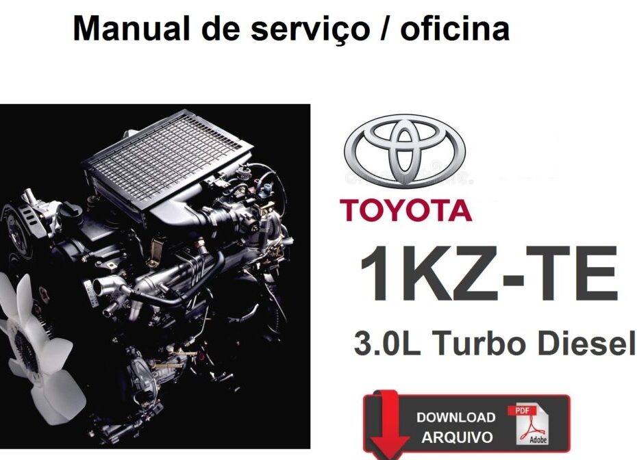 Capa do manual de serviço do motor Toyota 1KZ-TE 3.0 Turbo Diesel em PDF