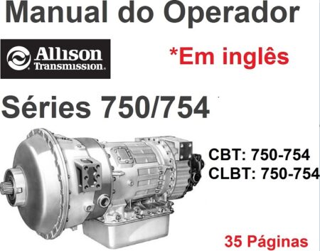 Capa do Manual do Operador Allison Transmission séries 750 e 754 em inglês, PDF com 35 páginas