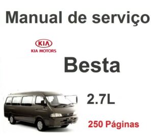 Capa do manual de serviço Kia Besta 2.7L em PDF com imagem de van cinza sobre fundo branco
