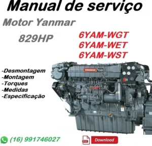 Manual De Serviço Yanmar 829HP - 6AYM -Motor Maritimo