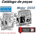 Capa digital do catálogo de peças do motor MWM D222 com ilustrações técnicas em PDF