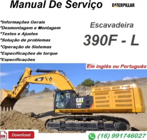 Manual De Serviço Caterpillar 390F, 390F-L / Escavadeira