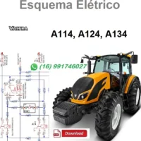 Esquema elétrico em PDF dos tratores Valtra A114, A124 e A134, 39 páginas, bilíngue PT/EN
