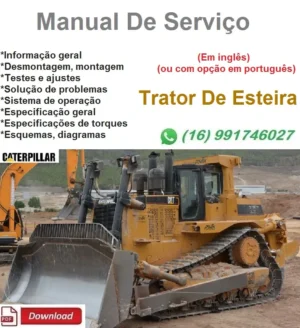 Capa do manual de serviço do trator de esteira Caterpillar D5M em PDF, inglês