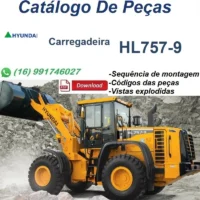 Carregadeira Hyundai HL757-9 amarela com caçamba em ambiente de obra