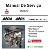 Motor Mitsubishi 4N14/4N15 em foto técnica com ícone de arquivo PDF para download