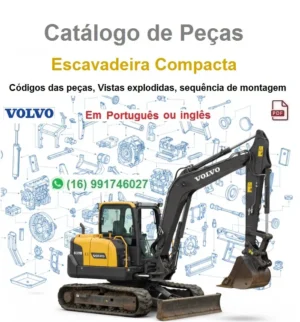 Escavadeira compacta Volvo ECR88 em fundo técnico, com lança articulada e cabine em destaque