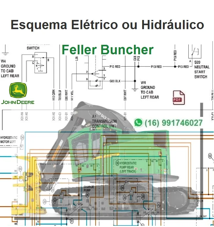 Esquema Elétrico ou Hidráulico - Feller Buncher John Deere 843J