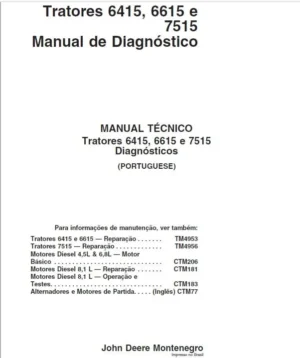 Manual Técnico Diagnóstico e Testes - 6415, 6615, 7515 - John Deere