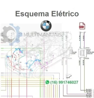 Diagrama elétrico da BMW X5 em PDF com circuitos e fios identificados por cores