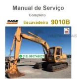 Escavadeira Case 9010B amarela em área externa, vista lateral com braço hidráulico e esteiras