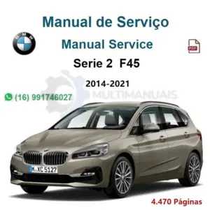 BMW Série 2 F45 2014-2021 em destaque, imagem do manual de serviço em PDF