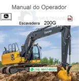 Escavadeira John Deere 200G amarela e preta operando em terreno de terra