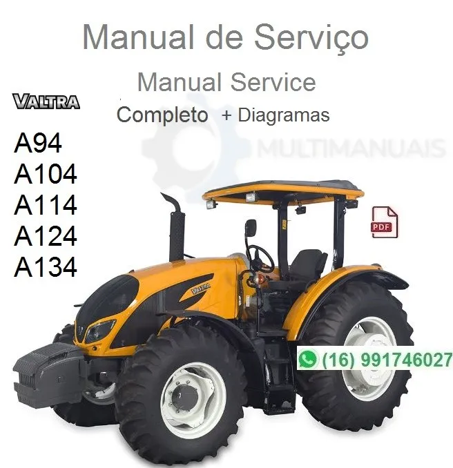 Manual de Serviço Valtra A94, A104, A114, A124, A134 - Trator