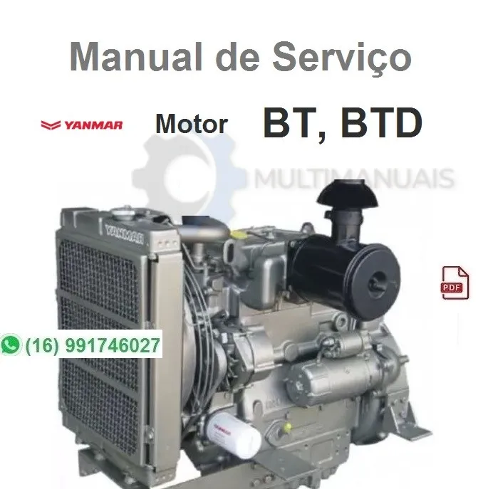 Capa do manual de serviço Yanmar BT e BTD 3 cilindros em PDF, 151 páginas