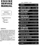 Capa do manual de serviço dos motores Nissan FD6 e FD6T com índice lateral de 14 seções, texto em inglês em layout técnico preto e branco