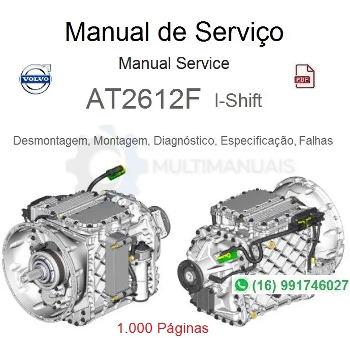 Manual de Serviço Volvo I-Shift AT2612F em PDF em português, 1.000 páginas