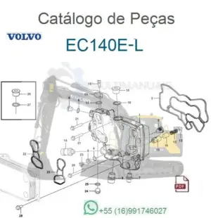 Catálogo de peças Volvo EC140E-L em PDF com diagramas e vistas explodidas