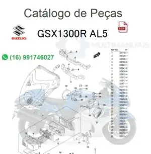 Diagrama explodido com peças numeradas do catálogo da Suzuki GSX1300R AL5 2015