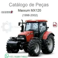 Trator Case Maxxum MX120 vermelho em fundo branco, visão de catálogo