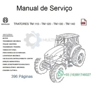 Manual de Serviço New Holland Tm110, Tm120, Tm130, Tm140 - Em Português