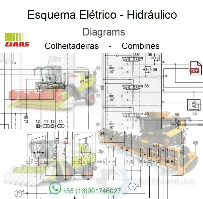 Diagrama técnico elétrico e hidráulico da colheitadeira Claas 410/405 em PDF