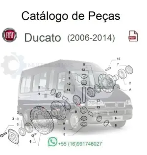 Catálogo de peças Fiat Ducato 2006-2014 em PDF com diagrama técnico de componentes automotivos em tons de cinza