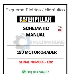 Capa do manual esquemático Caterpillar 120 Motor Grader para série E92 em formato PDF
