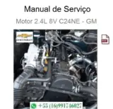 Motor Chevrolet 2.4 8V C24NE em vista técnica com componentes e conexões
