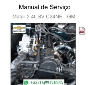 Motor Chevrolet 2.4 8V C24NE em vista técnica com componentes e conexões